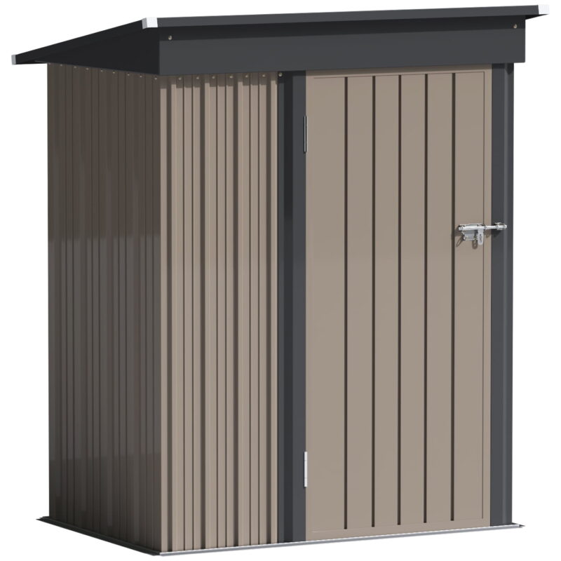 LACOO 3 x 5 ft. Patio Steel Storage Lockable Shed for Backyard, Mental Outdoor Storage Shed for Garden with Groove Roof, Brown - Image 7