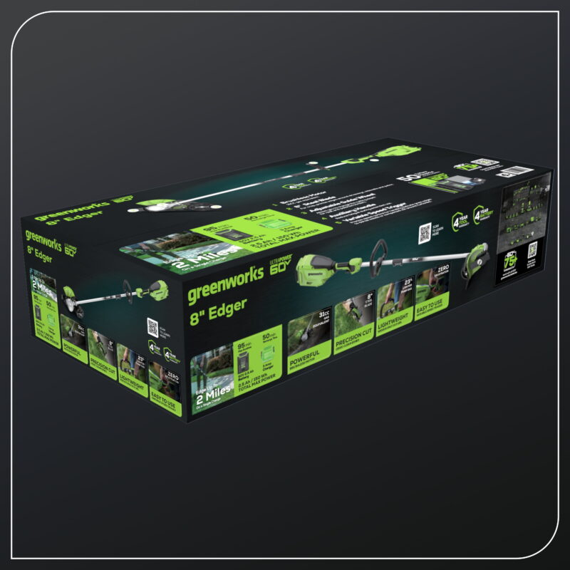 Greenworks 60V 8" Edger with (1) 2.5Ah Battery & Charger 2703302 - Image 3