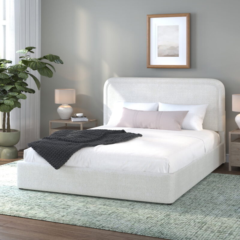 Better Homes & Gardens Juliet King Boucle Platform Bed, Ivory - Image 4