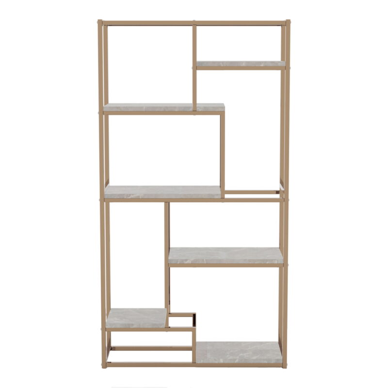 Furniture of America Alina Adult Modern 7-Shelf Bookcase, Champagne - Image 2