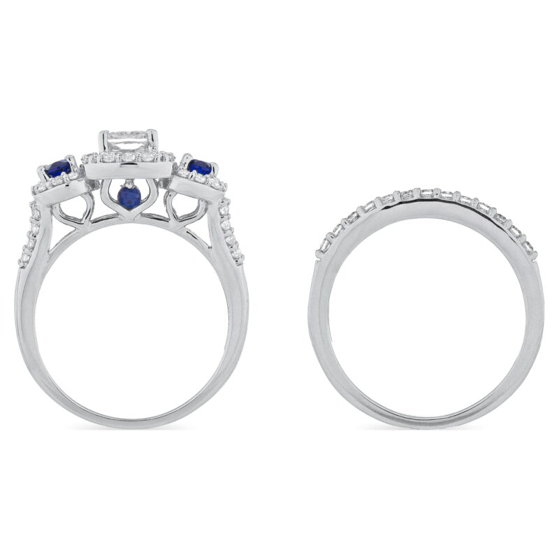 Brilliance Fine Jewelry Bridal Ring Set Simulated White Diamond, Sapphire Sentimental 925 Sterling - Image 4