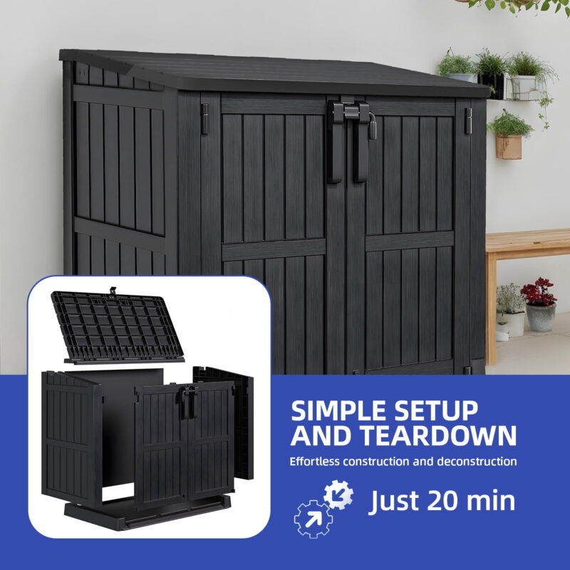 Uforic 36 Cu Ft All-weather Tool Cabinet with Air Vent, Lockable Doors & Lift-Up Roof, Black - Image 2
