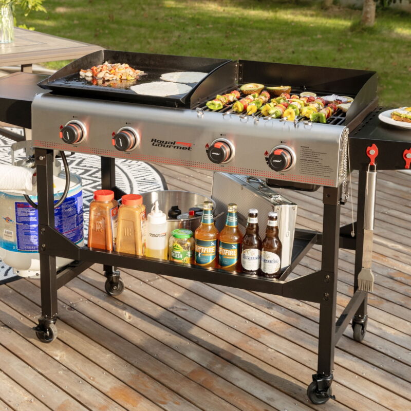 Royal Gourmet GD403 4-Burner Portable Flat Top Gas Grill and Griddle Combo Grill with Folding Legs - Image 5