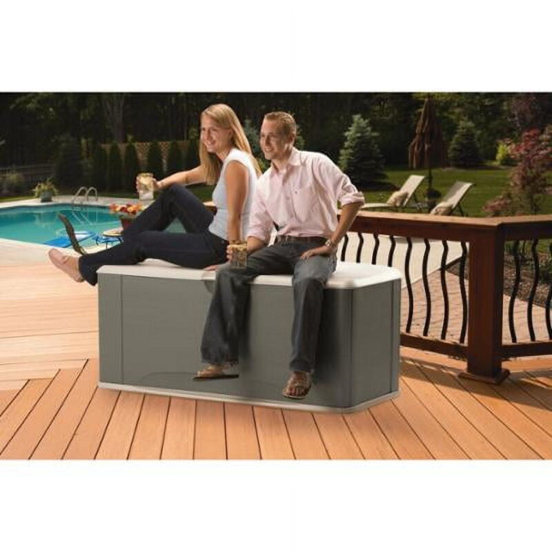 Rubbermaid Outdoor Extra-Large Deck Box with Seat, Gray & Brown, 121 Gallon - Image 4