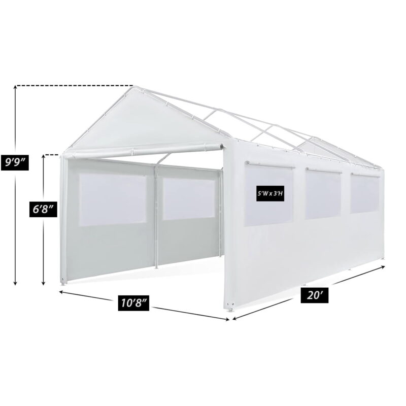 King Canopy 10' x 20' Carport Canopy Sidewall Kit w/ Bug Screen Windows - Image 4