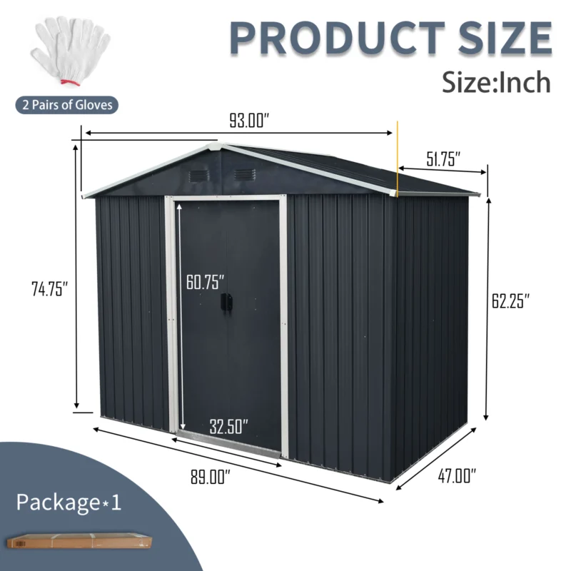 Alvantor 8 x 4 FT Outdoor Storage Shed Metal Garden Shed with Sliding Door and foundation for Backyard, Garden,Black - Image 5