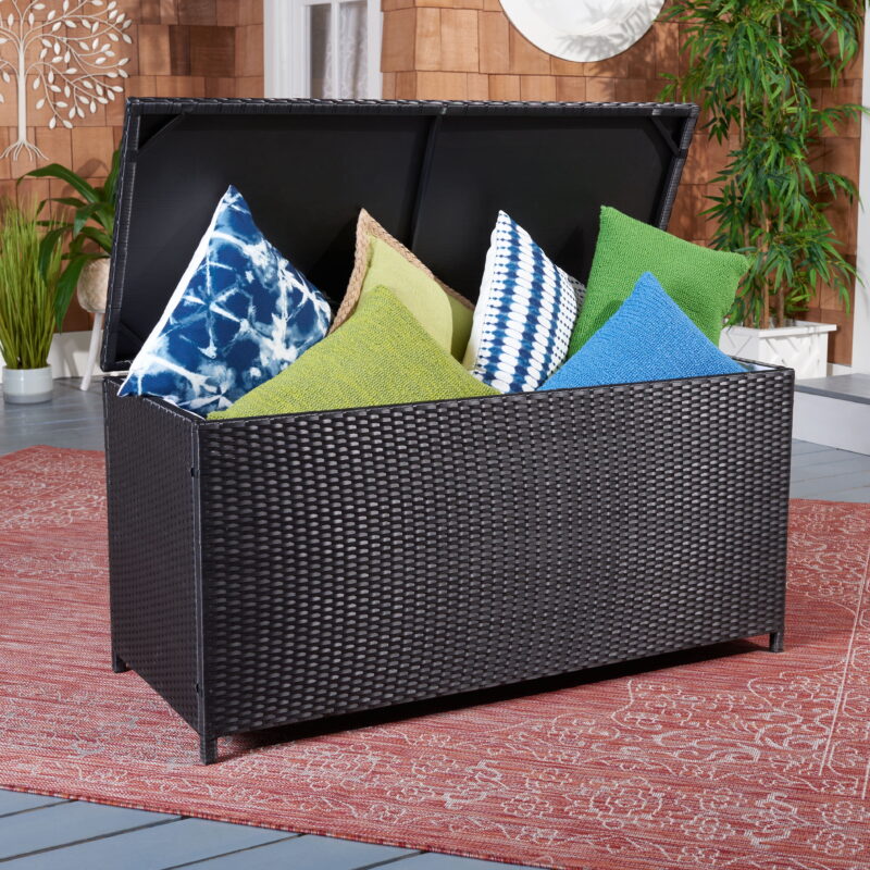 SAFAVIEH Oliveira Outdoor Patio Cushion Box, Black/White - Image 2