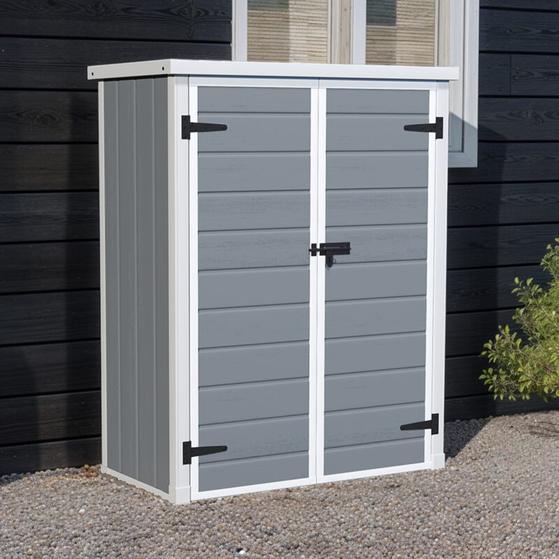 Uforic 49 Cu Ft Outdoor Vertical Storage Shed with Floor & 2 Shelves, Waterproof, Lockable (Gray) - Image 4