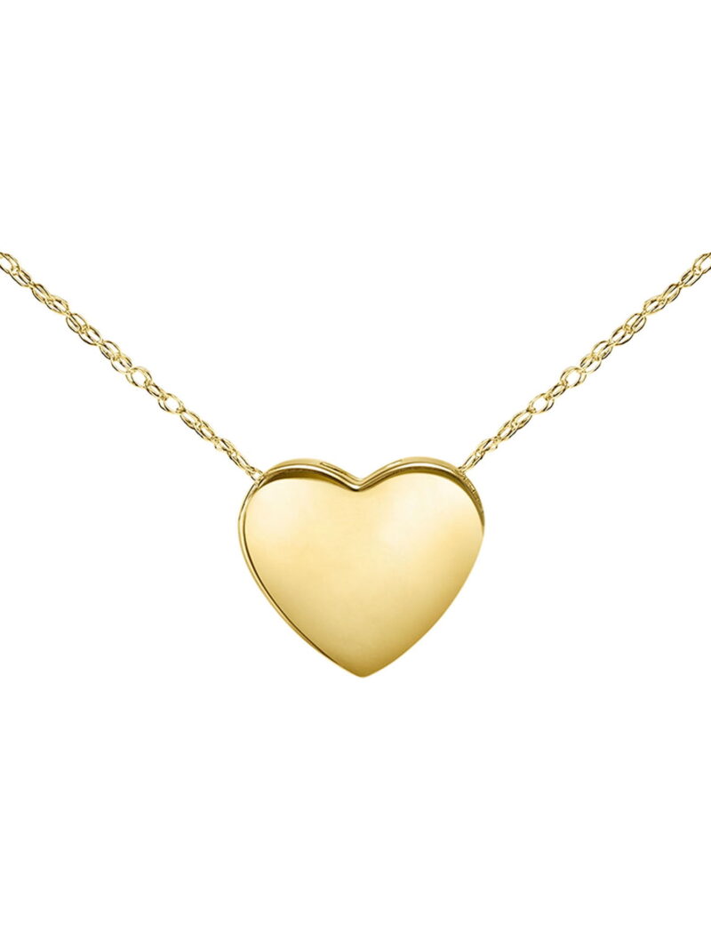 Diamond-Accent 14K Yellow Gold over Sterling Silver Heart Initial Pendant Necklace - Image 2