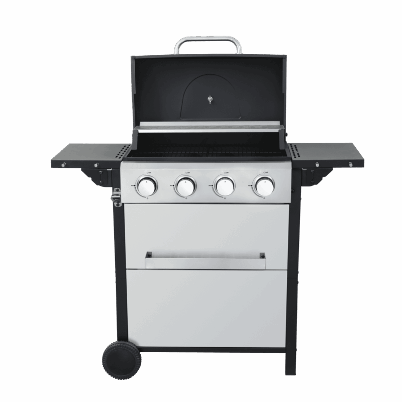 Hommoo 4-Burner Propane Gas BBQ Grill, BBQ Grill with Foldable Side Table and Wire Enamel Cooking Grids, for Outdoor Barbecue - Image 6