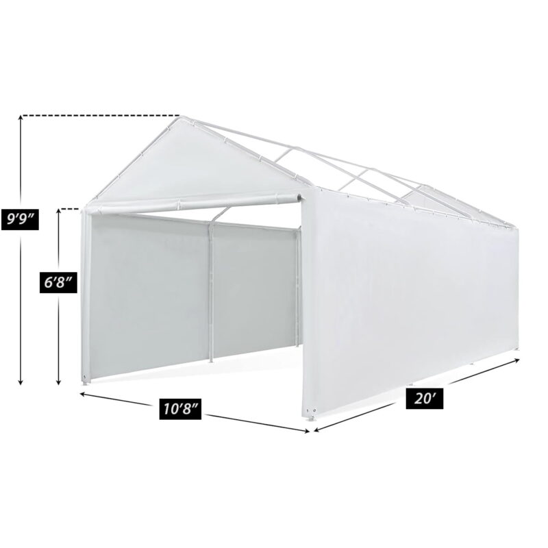 King Canopy 10 ft x 20 ft Carport Canopy Sidewall Kit w/ Flaps UV and Water Resistant Polyethylene - Image 4