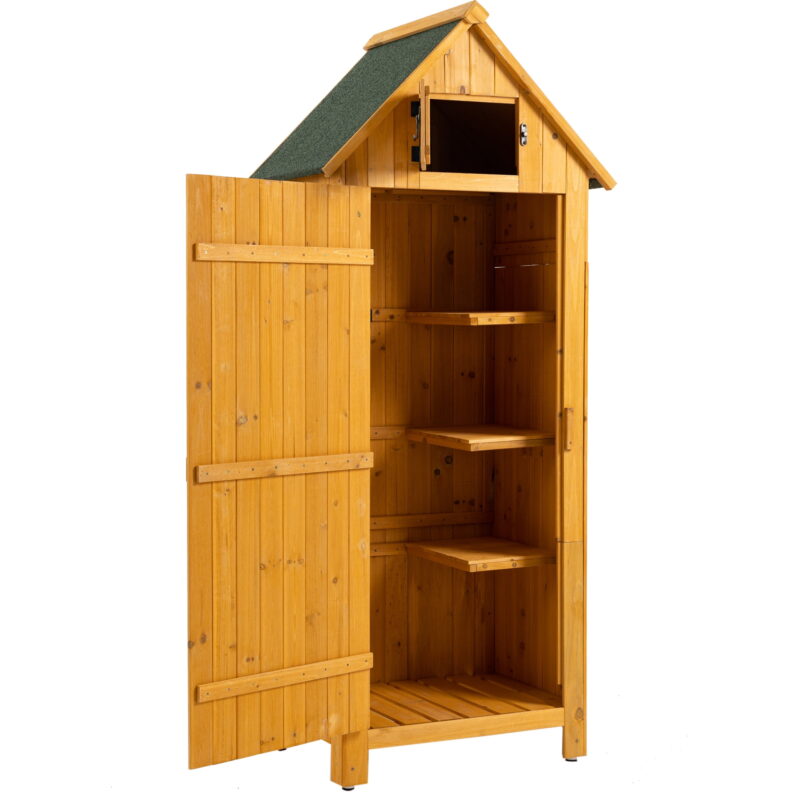 AENKYO 30.3"L X 21.3"W X 70.5"H Outdoor Storage Cabinet Tool Shed Wooden Garden Shed for Garden Lawn Backyard,Natural - Image 2