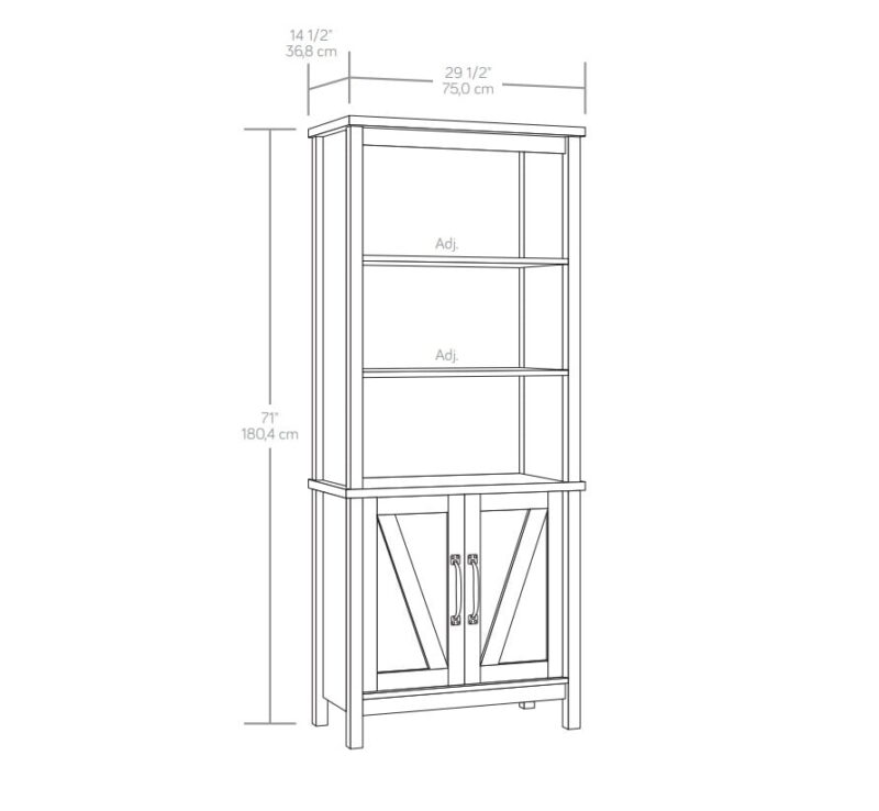 Better Homes & Gardens Modern Farmhouse Bookcase with Doors, Alabaster and Light Honey Finish - Image 7