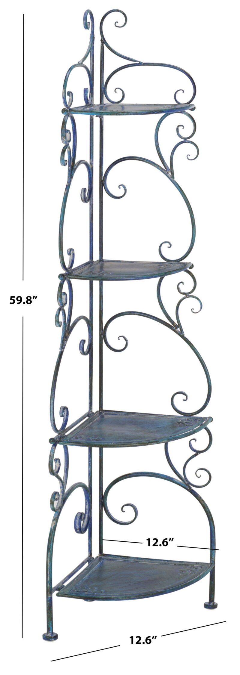 SAFAVIEH Turuca Outdoor Patio 4 Tier Corner Shelf Unit, Mossy Blue - Image 3
