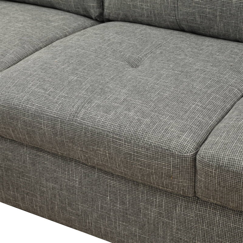 Hommoo Modern Flannel Living Room Furniture Sets Sectional Couches and Sofas, L-Shaped Sectional Couch Sofa, Grey(No Ottoman) - Image 6