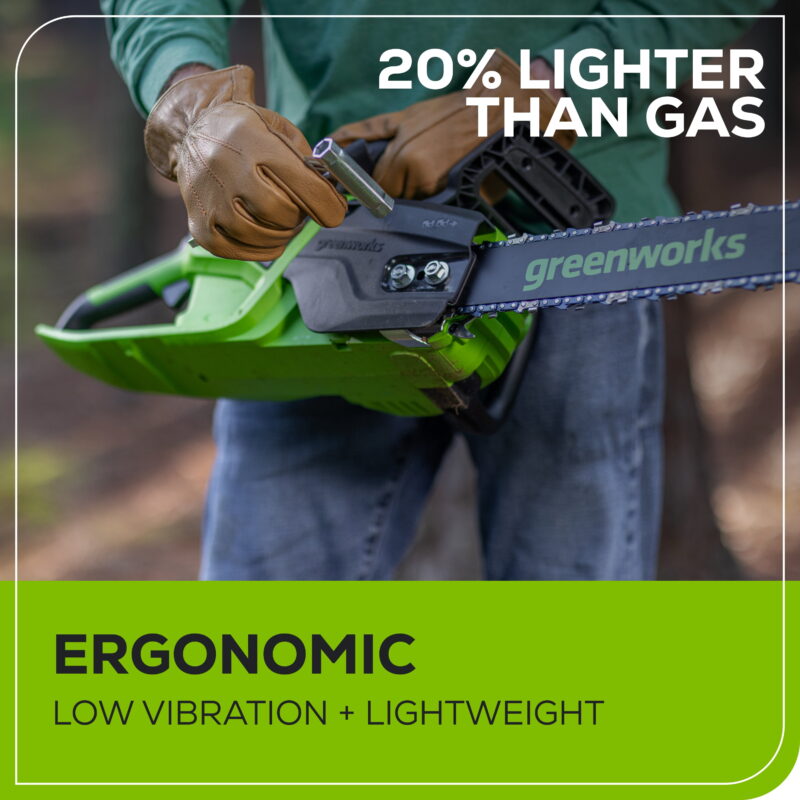 Greenworks 60V 18" 2.0kW Brushless Chainsaw with 4.0 Ah Battery & 3 Amp Charger 2028502 - Image 6