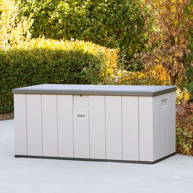 Lifetime New Outdoor Polyethylene Deck Box and Bench 150 Gallon, Tan/Brown (60254) - Image 4