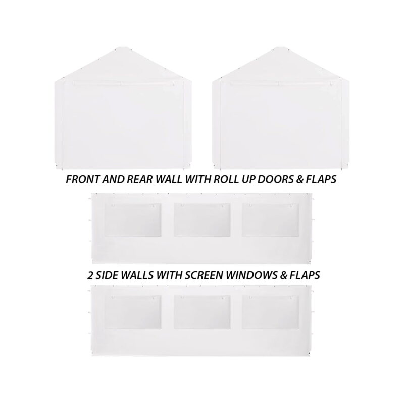 King Canopy 12 ft x 20 ft Carport Canopy Sidewall Kit w/ Flaps and Bug Screen Windows - Image 3