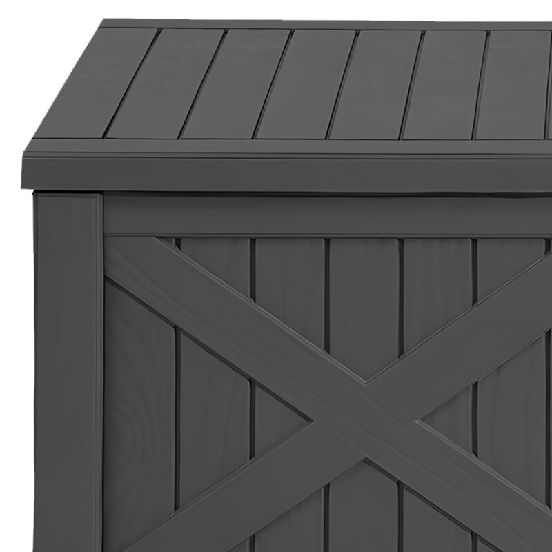 Uforic 120 Gallon Large Outdoor Deck Box, Outdoor Resin Storage Boxes  with X-Shaped Front ,Waterproof & Lockable,Dark Gray - Image 2