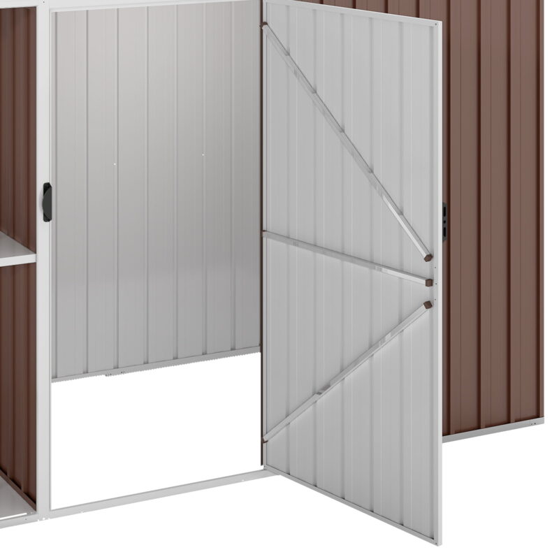 Uforic 8x4 FT Outdoor Metal Storage Shed with Shelves, Lockable Tool Cabinet for Garden (Brown) - Image 6