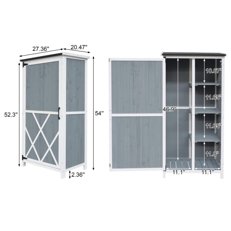 Christopher Knight Home Wood Outdoor Storage Shed with 5 Customizable Compartments, and Sloped Roof, Gray and White - Image 6