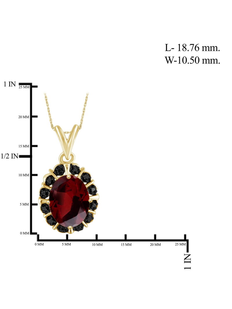 JewelersClub Silver Necklaces for Women –Silver Necklace for Women 14K Gold Plated Silver – Garnet Necklace Centerpiece, Black Diamond Accents – Hypoallergenic Pendant - Image 4
