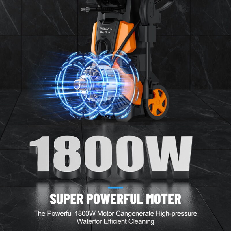 Fenbeli 4500PSI Pressure Washer Electric Power Washer with 23FT Hose and 20FT Power Cord for Cars with 4 Quick Connect Nozzles And 500ml Foam Cannon - Image 2