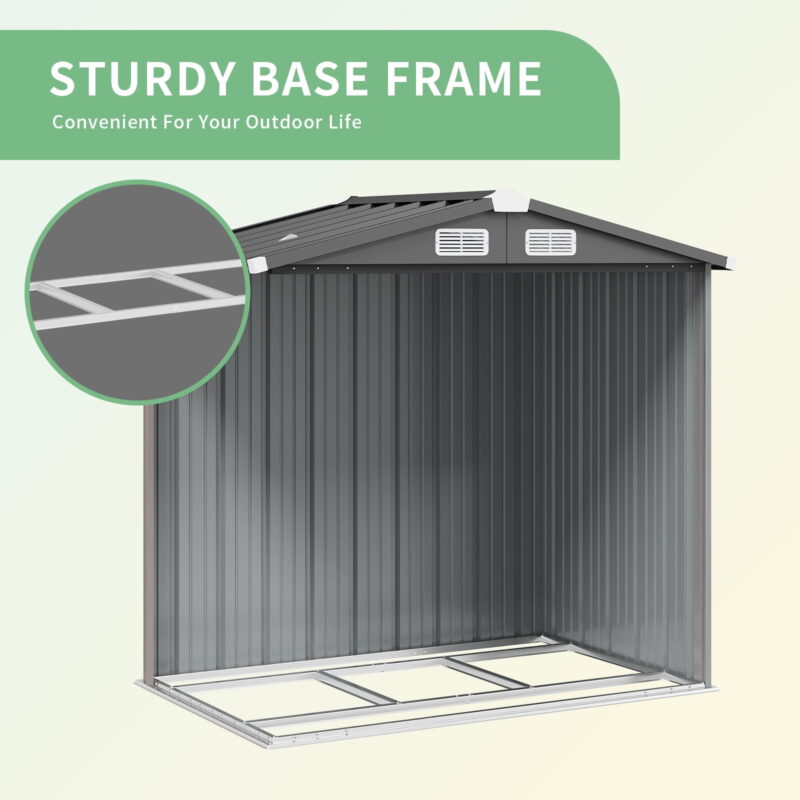 BaPiPro 6X4 ft Outdoor Storage Shed with base, Metal Tool Shed with Lockable, Waterproof, Brown - Image 3