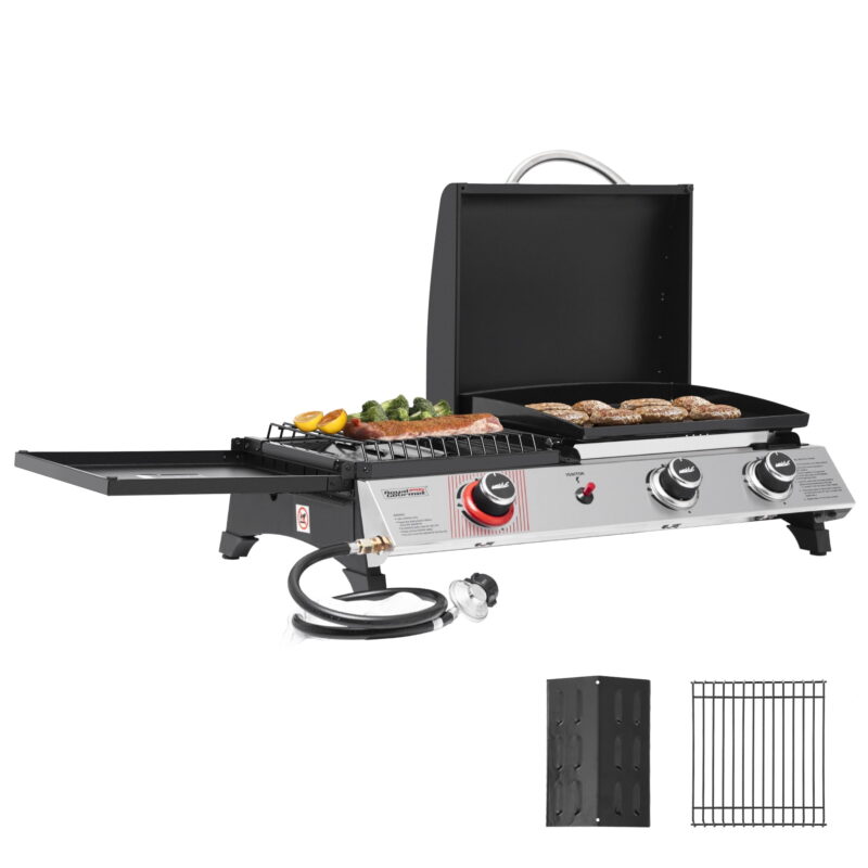 Royal Gourmet 3-Burner Portable Gas Griddle with Side Burner, PD1305H - Image 2