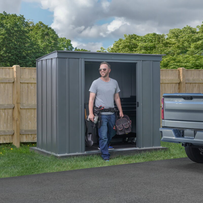 Arrow Classic Steel Storage Shed, 6X4, Charcoal - Image 3