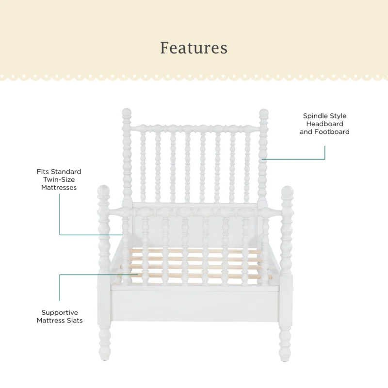 Pioneer Woman Harper Twin Spindle Bed, White - Image 2