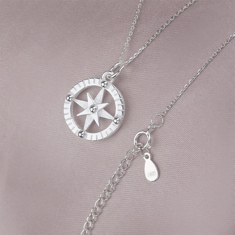 Anavia Anniversary Gift for Girlfriend / Wife, Sterling Silver Compass Necklace Gift Card, I'd Be Lost Without You Jewelry for Her - Image 3