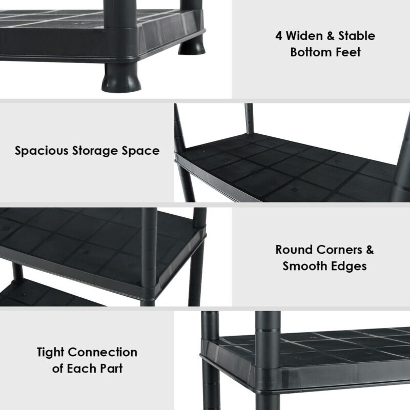 Gymax 2 PCS 5 Tier Ventilated Shelving Storage Rack Free Standing Multi-Use Shelf Unit - Image 7