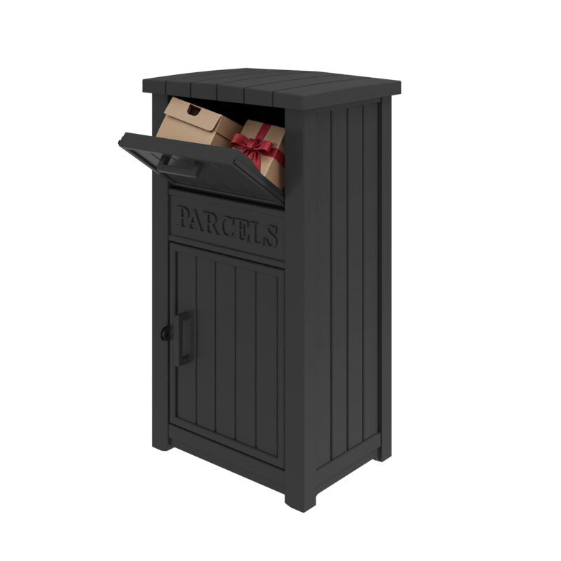 Uforic Outdoor Resin Package Delivery Storage Box with Lockable Secure,Package Delivery Box for Porch or Curbside, Lockable, Black - Image 2