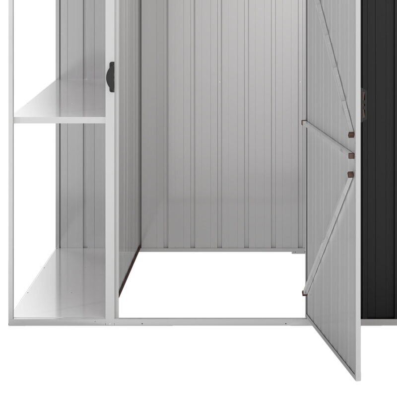 Uforic 8x4 FT Oversized Steel Storage Shed with Ventilation, Lockable Doors, and Sloped Roof for Outdoor, Dark Gray - Image 5