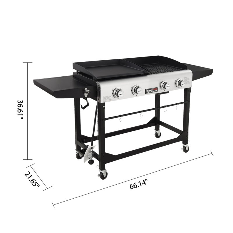Royal Gourmet GD401C Premium 4-Burner 48000-BTU Folding Gas Grill and Griddle, With Cover - Image 2