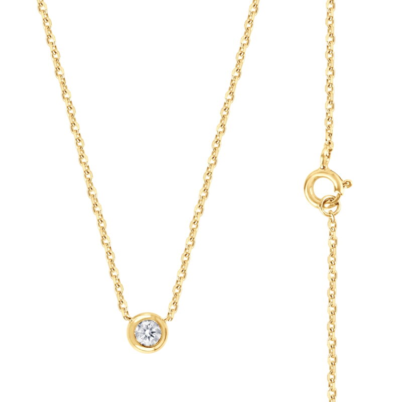 Unique Moments 1/5 Ct Round Lab Grown Diamond Necklace in YG Plated Sterling Silver for Women (J, SI-I1) - Image 2