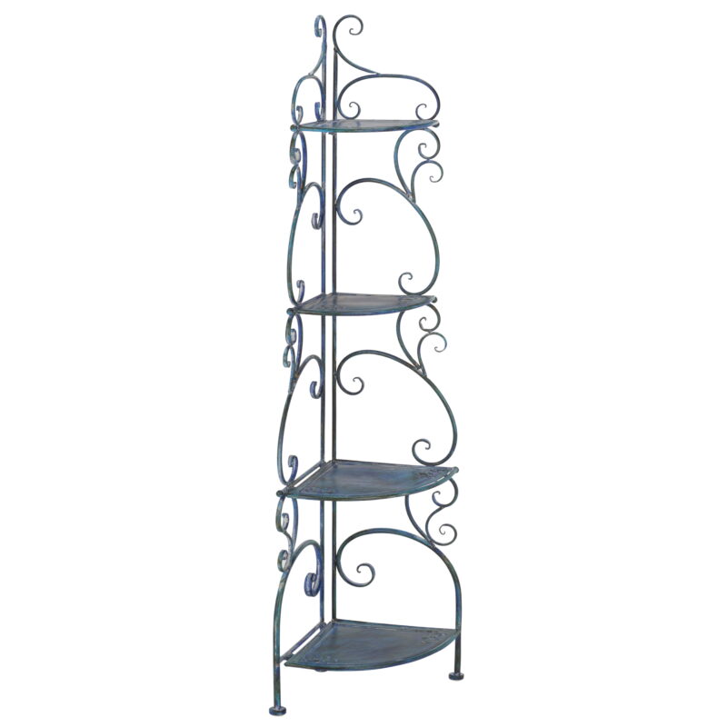 SAFAVIEH Turuca Outdoor Patio 4 Tier Corner Shelf Unit, Mossy Blue - Image 4