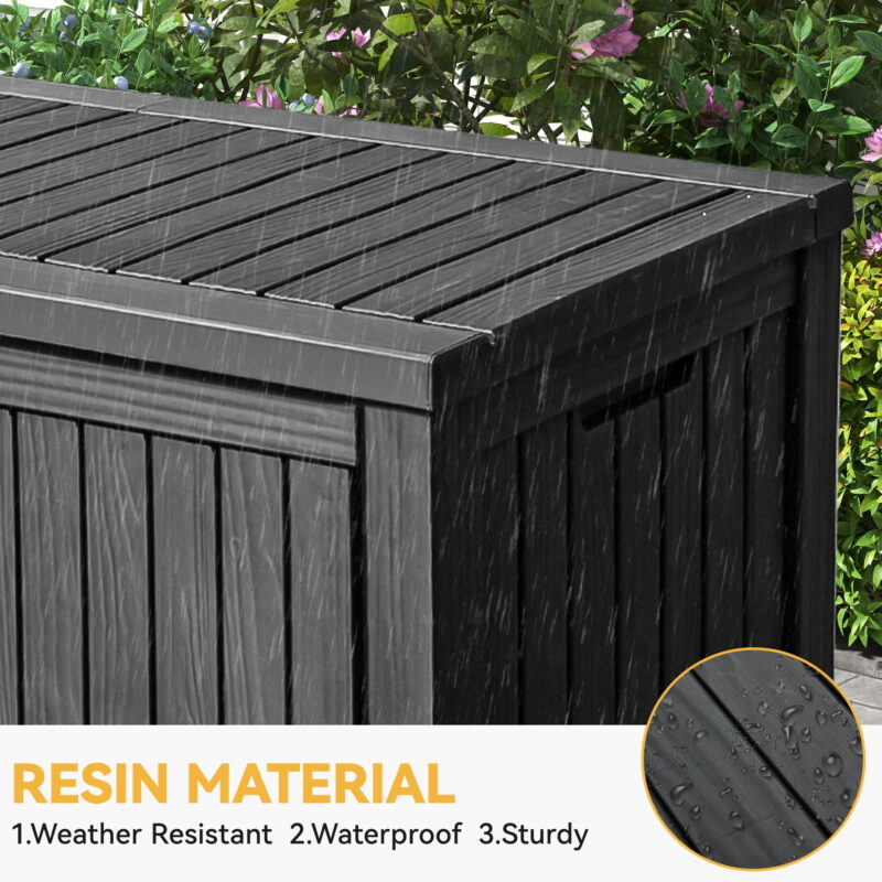 Uforic 150 Gallon Outdoor Storage Deck Box , Large Outdoor Storage Organized w/Divider,for Patio Furniture,Garden Tools, Black - Image 4