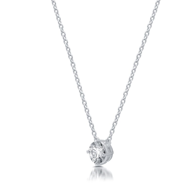 Brilliance Fine Jewelry Women's Sterling Silver Lab Grown Diamond Necklace, 1/2 Ct F, SI1 Cable Chain - Image 3