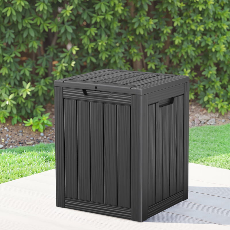 MAYEERTY 100 Gallon Outdoor Deck Box, Large Capacity Storage Box for Patio Furniture Cushions, Pillow with Wheels, Light Brown - Image 4