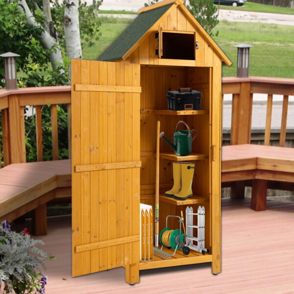 AENKYO 30.3"L X 21.3"W X 70.5"H Outdoor Storage Cabinet Tool Shed Wooden Garden Shed for Garden Lawn Backyard,Natural