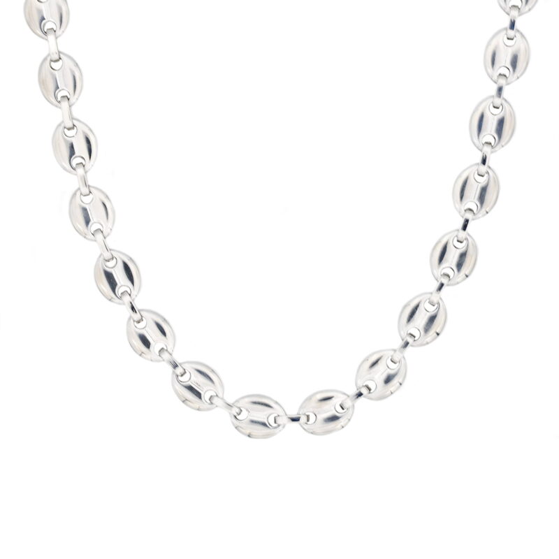 Arista Men's Stainless Steel Puff Mariner Link Chain Necklace, 24"