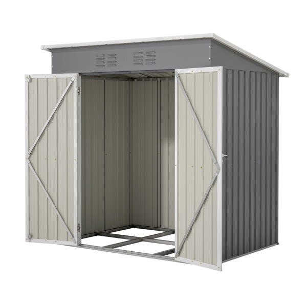 Aukfa Outdoor Storage Shed,6 x 4 ft Metal Sheds w/ Lockable Doors for Garden, Backyard,Gray