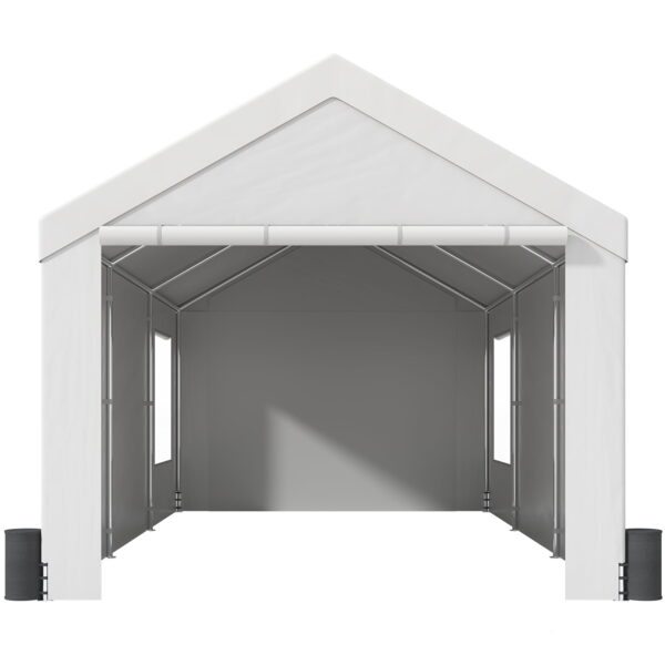 BENTISM Carport Car Canopy Garage Shelter 12x20ft & 8 Legs Sidewalls Windows
