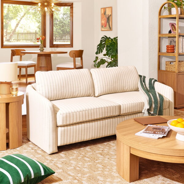 Beautiful Drew 72.2" Sofa by Drew Barrymore for Adults, Striped Linen