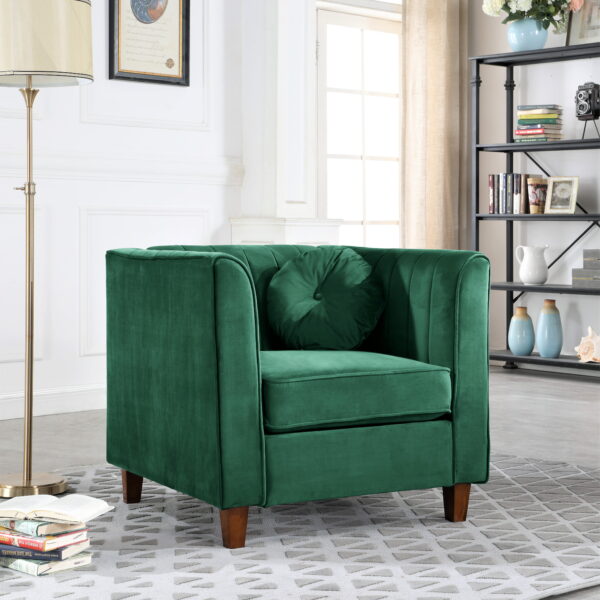 US Pride Furniture Berton Velvet Beige Chesterfield Chair for Living Room