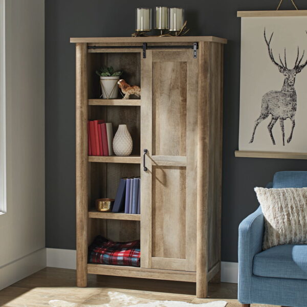 Better Homes & Gardens 66" Stockton Storage Bookcase Cabinet, Weathered Finish