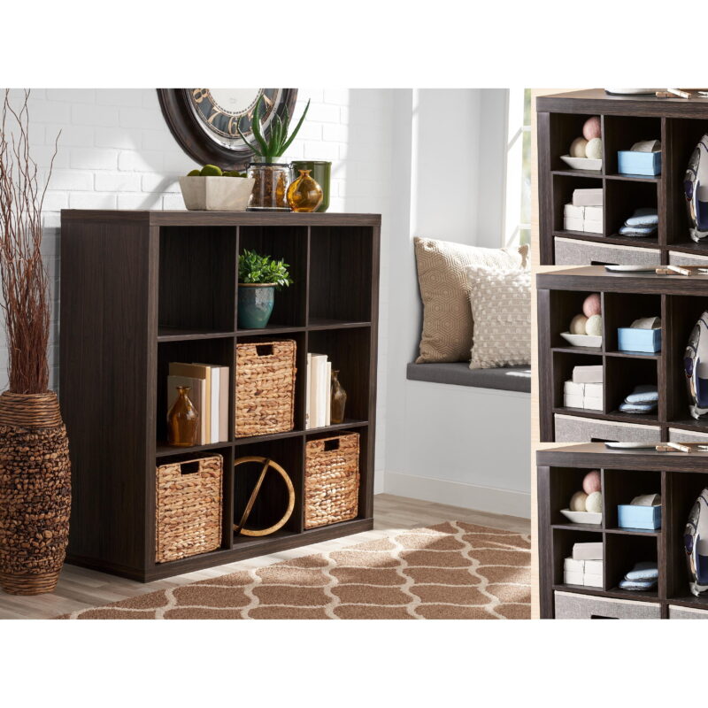 Better Homes & Gardens 9 Cube and 3 Better Homes & Gardens Quad Inserts Bundle-Tobacco Oak