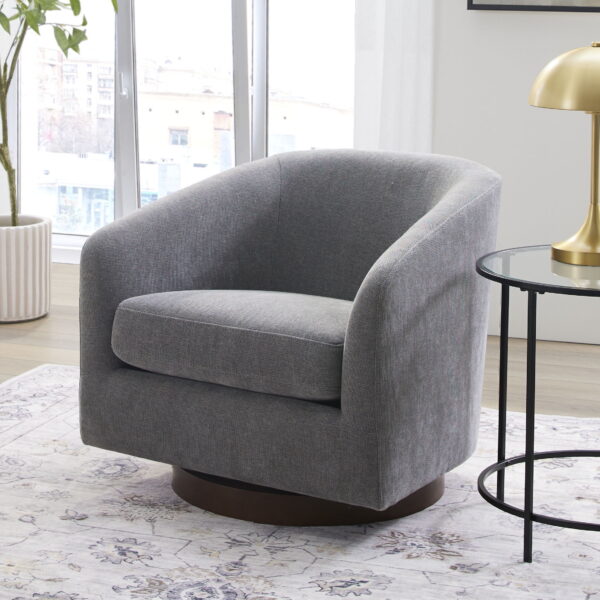 Better Homes & Gardens Bradford Wooden Base Modern Swivel Accent Chair, Gray
